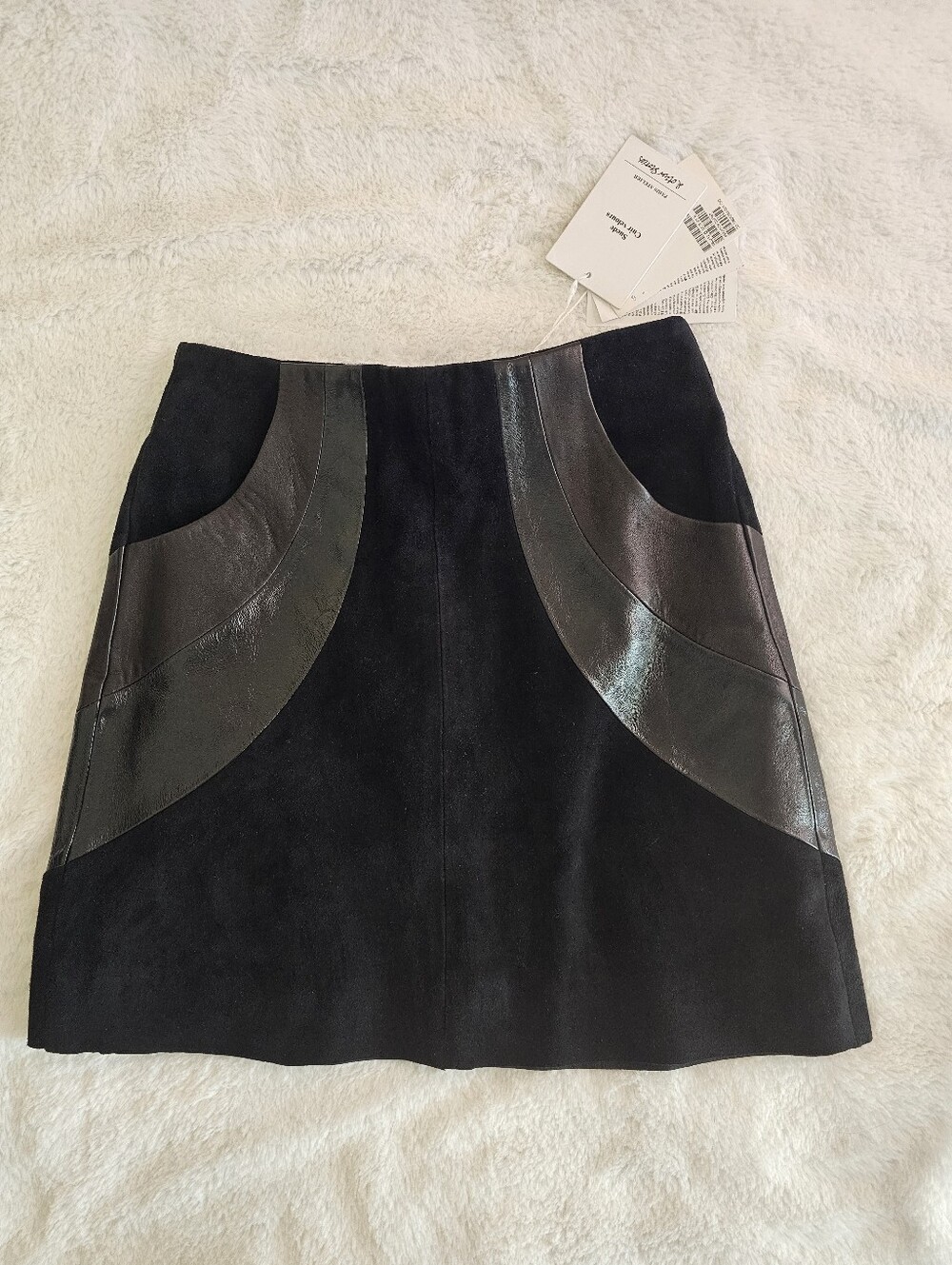 NWT Paris Atelier & Other Stories Suede Leather Panel Mini Skirt, Size 0